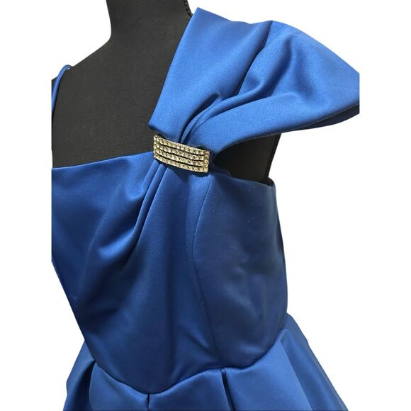 Darcy Royal Blue Peplum Sheath Dress Rhinestone Cocktail Party Sz 11/12 - Picture 2 of 14